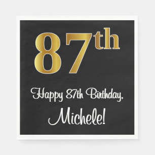 Servilleta De Papel 87 cumpleaños ~ Elegante lujoso Faux Gold Look #