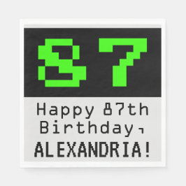 Servilleta De Papel 87 cumpleaños - Nerdy / Geeky Style "87" y nombre