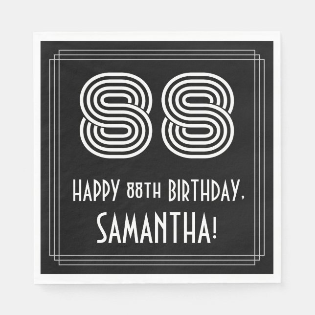 Servilleta De Papel 88º cumpleaños: Aspecto inspirado en el Art Deco " (Anverso)