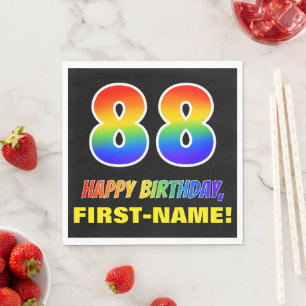 Servilleta De Papel 88º cumpleaños: audaz, divertido, simple, arcoiris
