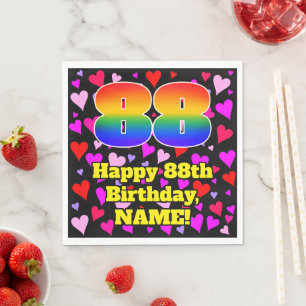 Servilleta De Papel 88.º cumpleaños: Patrón de corazón amoroso, ar