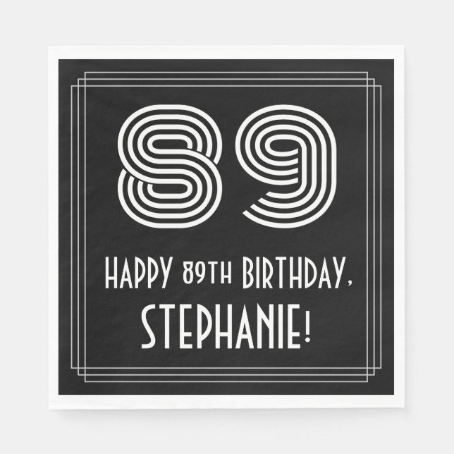 Servilleta De Papel 89º cumpleaños: Aspecto inspirado en el Art Deco " (Anverso)