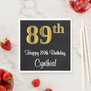 Servilleta De Papel 89 cumpleaños ~ Elegante lujoso Faux Gold Look #