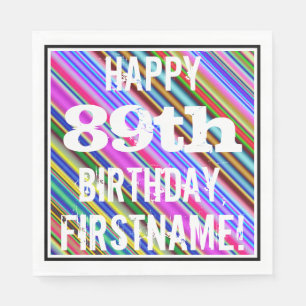 Servilleta De Papel 89.o cumpleaños vibrante, colorido + Nombre de