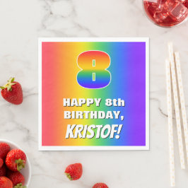 Servilleta De Papel 8.º cumpleaños: Colorido, divertido patrón arcoiri