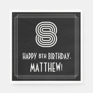Servilleta De Papel 8.º Cumpleaños: Estilo Art Decó Inspirado "8" + No