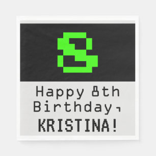 Servilleta De Papel 8 cumpleaños - Nerdy / Geeky Style "8" y nombre