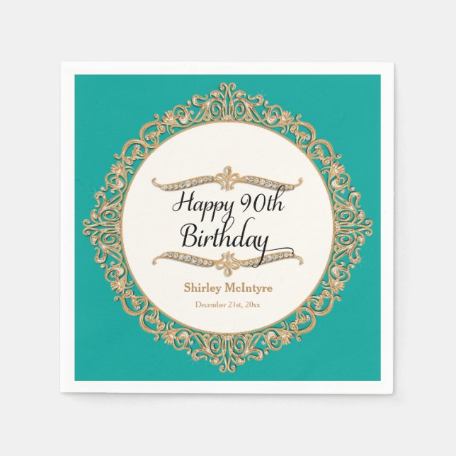 Servilleta De Papel 90.ª feliz celebración del Fiesta de cumpleaños (Anverso)