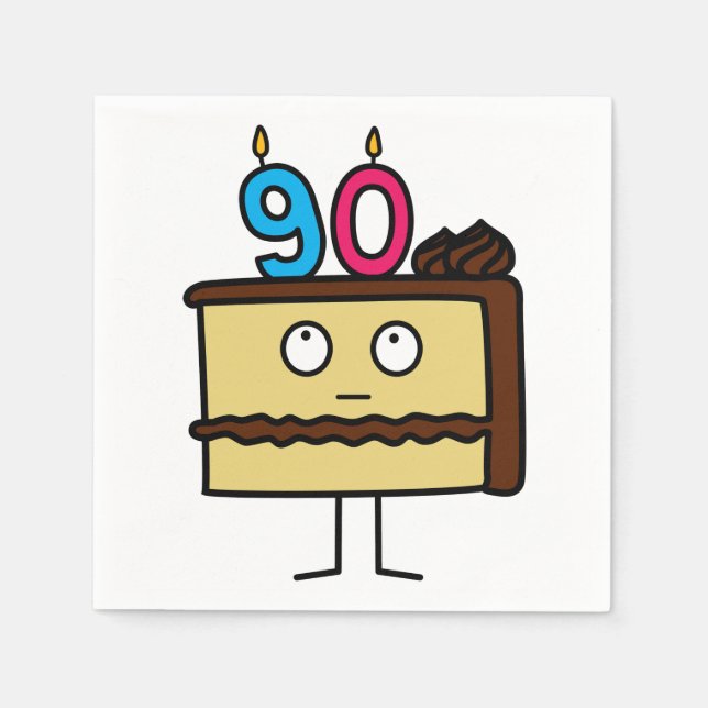Servilleta De Papel 90.ª tarta de cumpleaños con velas (Anverso)