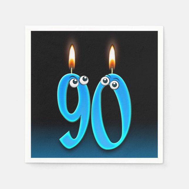 Servilleta De Papel 90.ª vela de cumpleaños con ojos (Anverso)