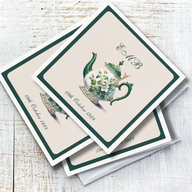 Servilleta De Papel 90.º cumpleaños Fiesta de té Regencia Verde Cumple (Subido por el creador)