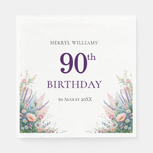 Servilleta De Papel 90.º cumpleaños floral Papel Napkin