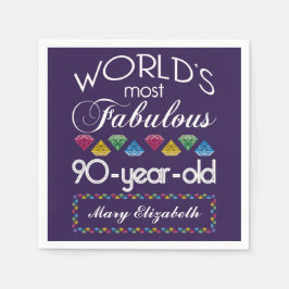 Servilleta De Papel 90.º cumpleaños Las más fabulosas joyas de colores