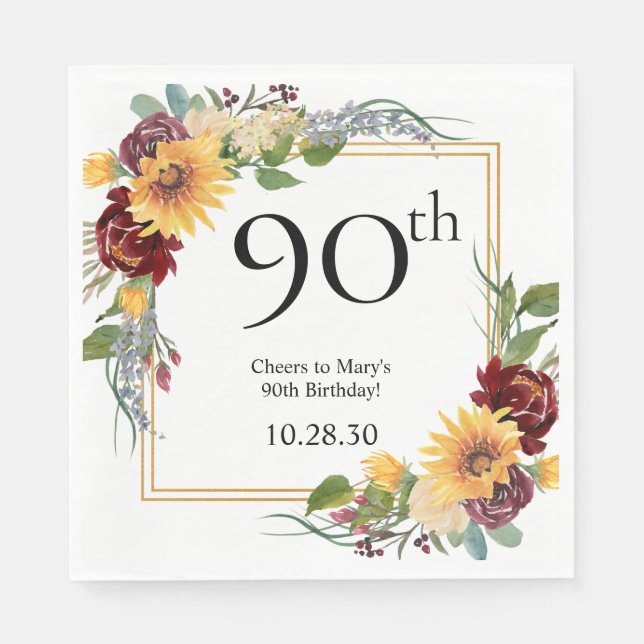 Servilleta De Papel 90.º natalicio de los girasoles (Anverso)