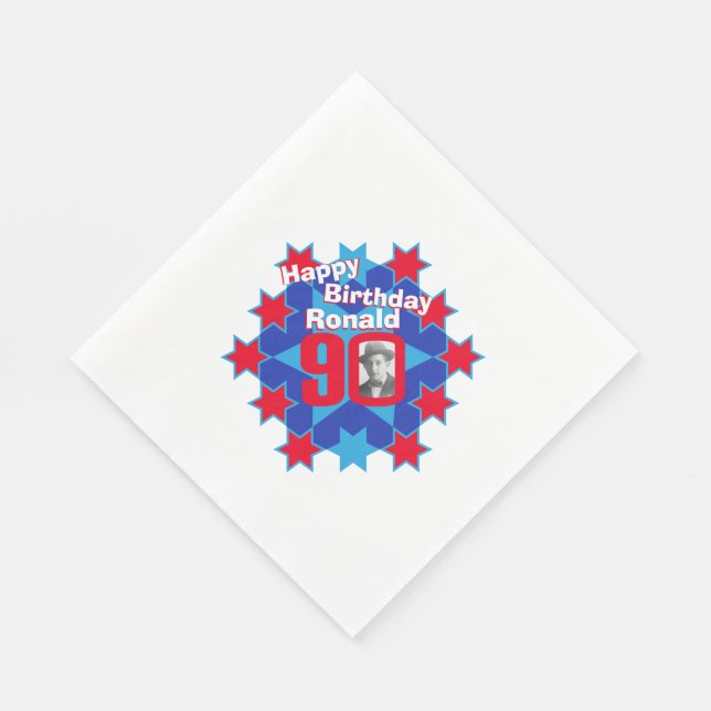 Servilleta De Papel 90.º nombre de foto de cumpleaños servilletas de a (Esquina)