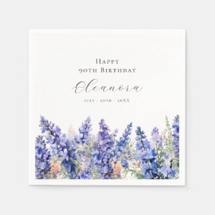 Servilleta De Papel 90 Aniversario Julio Personalizado de Larkspur Flo