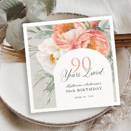 Servilleta De Papel 90 años amor Floral femenina 90 cumpleaños
