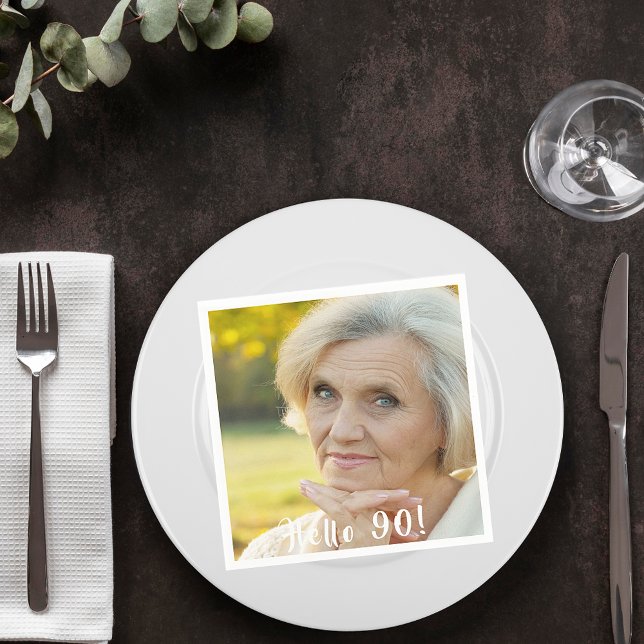Servilleta De Papel 90 años personalizado foto hola 90 mujer (Subido por el creador)