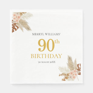 Servilleta De Papel 90 cumpleaños boho floral Papel Napkin