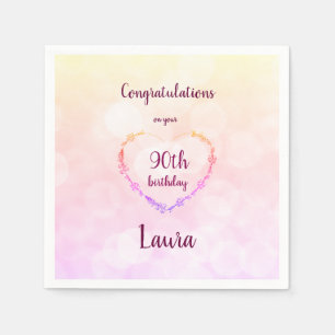 Servilleta De Papel 90.o diseño del cumpleaños del pastel rosado