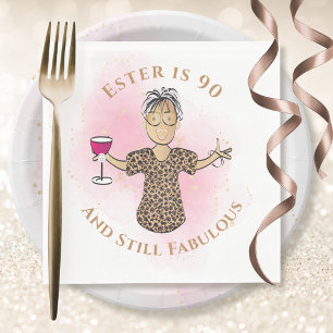 Servilleta De Papel 90 y fabuloso cumpleaños de hembra rosada de oro é