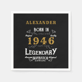 Servilleta De Papel 90th Birthday Born 1936 Black Gold Retro Vintage