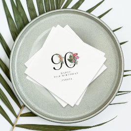 Servilleta De Papel 90th Birthday Simple Elegant Tropical Invitation