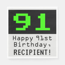 91º cumpleaños - Nerdy / Geeky Style "91" y nombre