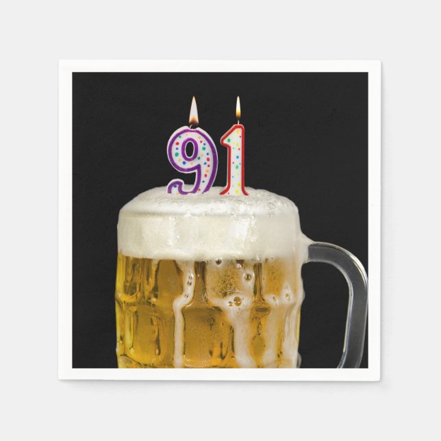 Servilleta De Papel 91.ª Cerveza de cumpleaños con negro (Anverso)