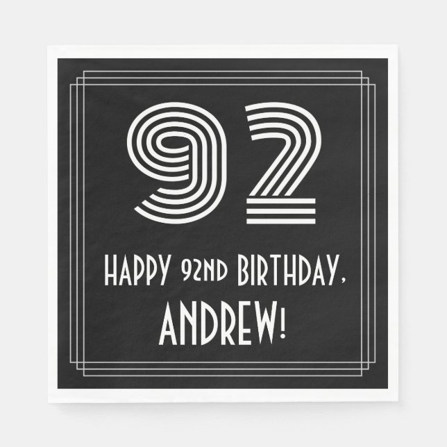 Servilleta De Papel 92.º cumpleaños: Aspecto inspirado en el Art Deco  (Anverso)