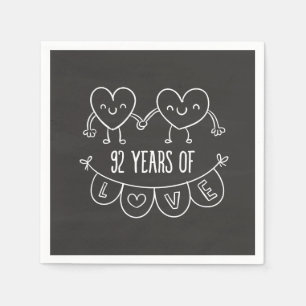 Servilleta De Papel 92° Aniversario Regalo Corazones de Chalk