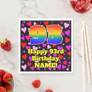 Servilleta De Papel 93.º cumpleaños: Patrón de corazón amoroso, ar