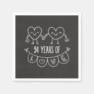 Servilleta De Papel 94° Aniversario Regalo Corazones de Chalk