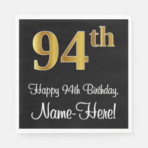 Servilleta De Papel 94 cumpleaños ~ Elegante lujoso Faux Gold Look #