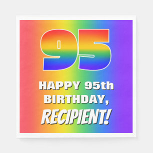 Servilleta De Papel 95º cumpleaños: Colorido, divertido patrón arcoiri