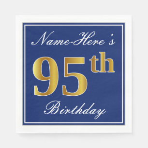 Servilleta De Papel 95.o cumpleaños elegante del oro azul, falso;