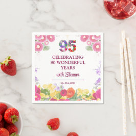 Servilleta De Papel 95th Birthday - Elegant Floral Garden