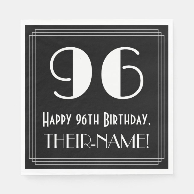 Servilleta De Papel 96º cumpleaños ~ Art Deco Inspirado Aspecto "96",  (Anverso)