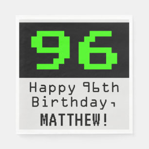 Servilleta De Papel 96º cumpleaños - Nerdy / Geeky Style "96" y nombre