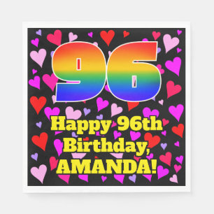 Servilleta De Papel 96º cumpleaños: Patrón de corazones amorosos, arco