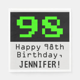 Servilleta De Papel 98º cumpleaños - Nerdy / Geeky Style "98" y nombre