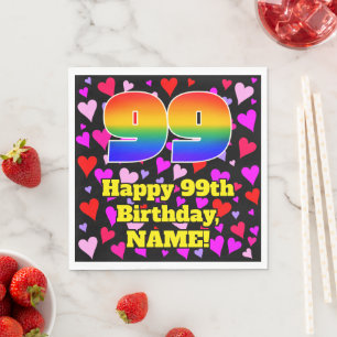 Servilleta De Papel 99º cumpleaños: Patrón de corazón amoroso, arc