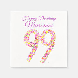 Servilleta De Papel 99 cumpleaños 99 flores acuarela arte