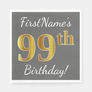 Servilleta De Papel 99.o cumpleaños del oro gris, falso + Nombre de