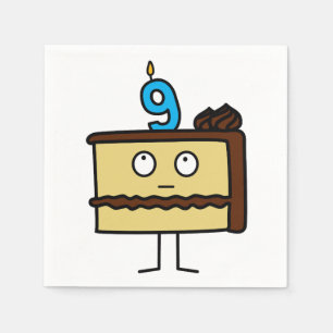Servilleta De Papel 9.ª tarta de cumpleaños con velas