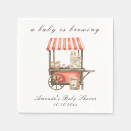 Servilleta De Papel A Baby Is Brewing Coffee Cart Baby Shower