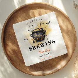 Servilleta De Papel A Baby is Brewing Halloween Cauldron Baby Shower