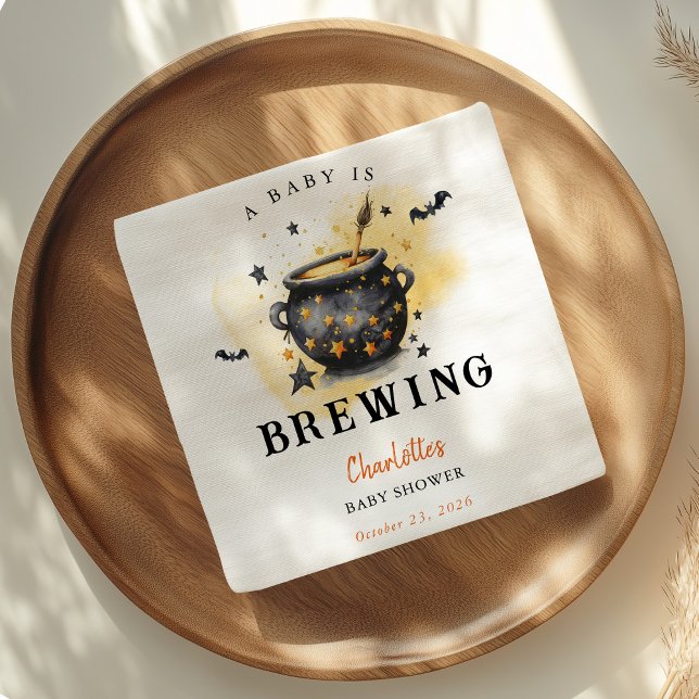 Servilleta De Papel A Baby is Brewing Halloween Cauldron Baby Shower (Subido por el creador)