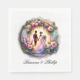 Servilleta De Papel A Bride and Groom Moonlight Floral Wedding 