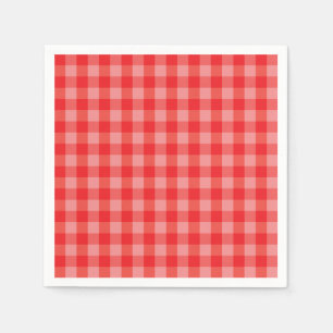 Servilleta de papel a cuadros Gingham rojo clásico